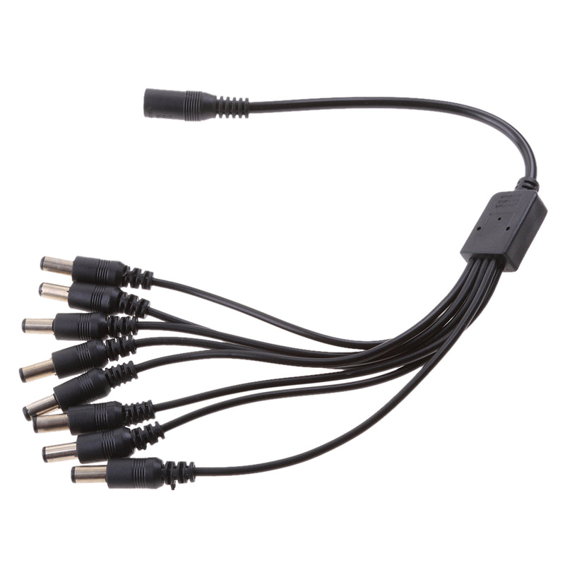 1 to 8 Way Power Adapter Splitter Cable Pigtails 12V DC 410mm/16''for CCTV Parking Camera Car Monitor
