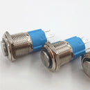 Waterproof Metal Button 16mm Self-locking ON/OFF Switch Latching with Red LED Ring Light for Car Boat