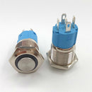 Waterproof Metal Button 16mm Self-locking ON/OFF Switch Latching with Red LED Ring Light for Car Boat