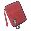 Universal Bilayer Travel Organize Bag, Electronics Cable Management Battery Phone Charger Case Waterproof Storage Bag,a Sleeve Pouch for iPad Small Size Red