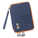 Travel Gear Organizer, Universal Bilayer Travel Organize Bag, Electronics Accessories Cable Management Battery Phone Charger Case Waterproof Storage Bag,a Sleeve Pouch for iPad Small Blue