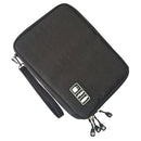 Universal Bilayer Travel Organize Bag, Electronics Cable Management Battery Phone Charger Case Waterproof Storage Bag,a Sleeve Pouch for iPad Small Size Black