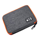 Portable Nylon Double Layer Electronics Travel Organizer Case Cosmetic Bag with Handle Strap for iPhone, iPad Air, iPad Mini, Adaptors, Chargers Large Grey