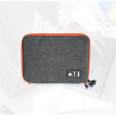 Portable Nylon Double Layer Electronics Travel Organizer Case Cosmetic Bag with Handle Strap for iPhone, iPad Air, iPad Mini, Adaptors, Chargers Large Grey