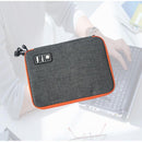 Portable Nylon Double Layer Electronics Travel Organizer Case Cosmetic Bag with Handle Strap for iPhone, iPad Air, iPad Mini, Adaptors, Chargers Large Grey