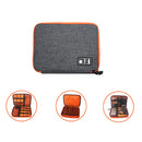 Portable Nylon Double Layer Electronics Travel Organizer Case Cosmetic Bag with Handle Strap for iPhone, iPad Air, iPad Mini, Adaptors, Chargers Large Grey