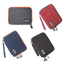 Portable Nylon Double Layer Electronics Travel Organizer Case Cosmetic Bag with Handle Strap for iPhone, iPad Air, iPad Mini, Adaptors, Chargers Large Grey