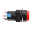 Pushbutton Switch, DC 12V LED Lamp 3 Pin Latching Round Cap Push Button Switch Connectors 3A-250V/AC,5A/30VDC Red