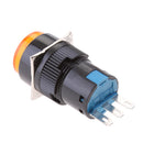 Push Button Switch, 16mm DC 12V Momentary Latching Push Button Self-Lock LED Light Switch LA16Y-11DZ Yellow