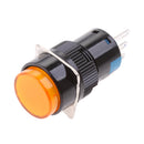 Push Button Switch, 16mm DC 12V Momentary Latching Push Button Self-Lock LED Light Switch LA16Y-11DZ Yellow
