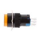 Push Button Switch, 16mm DC 12V Momentary Latching Push Button Self-Lock LED Light Switch LA16Y-11DZ Yellow