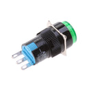 Pushbutton Switch, DC 12V LED Lamp 3 Pin Latching Round Cap Push Button Switch Connectors 3A-250V/AC,5A/30VDC Green