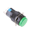 Pushbutton Switch, DC 12V LED Lamp 3 Pin Latching Round Cap Push Button Switch Connectors 3A-250V/AC,5A/30VDC Green