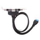 0.5m USB3.0 Motherboard 20 Pin Male Plug to Two USB Female Extension Cable Connectors Black