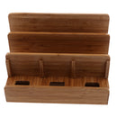 Natural Bamboo Multi- Device Desktop Organizer Cord Organizer Stand Mounts Dock Holder Charging Station for Smart Phones, Tablets and Laptops