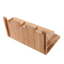 Natural Bamboo Multi- Device Desktop Organizer Cord Organizer Stand Mounts Dock Holder Charging Station for Smart Phones, Tablets and Laptops