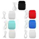 Black Silicone Case Cover Holder Pouch Holder Sleeve + White Anti-lost Ear Loop Strap Wrap For Earpods AirPods Earphones Charging Box
