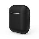 Black Silicone Case Cover Holder Pouch Holder Sleeve + White Anti-lost Ear Loop Strap Wrap For Earpods AirPods Earphones Charging Box
