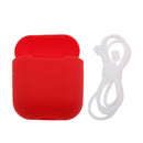 Red Silicone Rubber Shockproof Case Portector Cover + White Connect Rope Cable Strap for Apple Wireless Earphone iphone 7 7plus AirPods