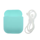 Green Silicone Rubber Shockproof Case Portector Cover + White Connect Rope Cable Strap for Apple Wireless Earphone iphone 7 7plus AirPods