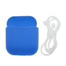 Blue Silicone Rubber Shockproof Case Portector Cover + White Connect Rope Cable Strap for Apple Wireless Earphone iphone 7 7plus AirPods