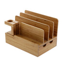 Bamboo Desktop Organizer Cord Organizer Stand Mounts Dock Holder Charging Station Cradle with 4 slots for iPhone,iPad,Smartphone, Apple Watch Series 2 &Series 1 38mm/42mm