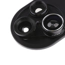 4 in 1 Lens Kit 0.63X Wide Angle+198Â° Fisheye+15X Macro Lens for Smart Phone Black