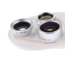 Universal 4 in 1 Phone Lens Kit 198Â°Fisheye 0.63x Wide Angle for Smartphone Silver