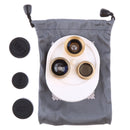 4 in 1 Phone Lens Kit 198Â°Fisheye+0.63x Wide Angle+Macro Lens+Polarizer Lens Gold
