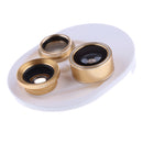 4 in 1 Phone Lens Kit 198Â°Fisheye+0.63x Wide Angle+Macro Lens+Polarizer Lens Gold