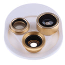 4 in 1 Phone Lens Kit 198Â°Fisheye+0.63x Wide Angle+Macro Lens+Polarizer Lens Gold