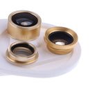 4 in 1 Phone Lens Kit 198Â°Fisheye+0.63x Wide Angle+Macro Lens+Polarizer Lens Gold
