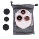 Cell Phone lens 4 in1 HD Camera Kit 198Â° Fisheye +0.63x Wide Angle+15x Macro Rose Gold