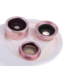 Cell Phone lens 4 in1 HD Camera Kit 198Â° Fisheye +0.63x Wide Angle+15x Macro Rose Gold