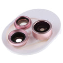 Cell Phone lens 4 in1 HD Camera Kit 198Â° Fisheye +0.63x Wide Angle+15x Macro Rose Gold