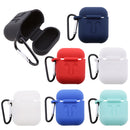 Wireless Earphone Case Accessories, Silicone Protective Cover + Key Ring Clasp Set for Apple Airpods Black
