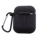 Wireless Earphone Case Accessories, Silicone Protective Cover + Key Ring Clasp Set for Apple Airpods Black