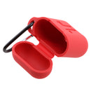 Wireless Earphone Case Accessories, Silicone Protective Cover + Key Ring Clasp Set for Apple Airpods Red