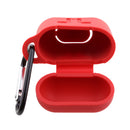 Wireless Earphone Case Accessories, Silicone Protective Cover + Key Ring Clasp Set for Apple Airpods Red