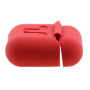 Wireless Earphone Case Accessories, Silicone Protective Cover + Key Ring Clasp Set for Apple Airpods Red