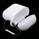 Silicone Wireless Earphone Case Strap Accessories, Silicone Protective Cover + Key Ring Clasp Set for Apple Airpods White