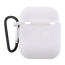 Silicone Wireless Earphone Case Strap Accessories, Silicone Protective Cover + Key Ring Clasp Set for Apple Airpods White