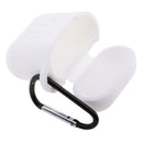 Silicone Wireless Earphone Case Strap Accessories, Silicone Protective Cover + Key Ring Clasp Set for Apple Airpods White