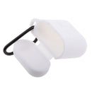 Silicone Wireless Earphone Case Strap Accessories, Silicone Protective Cover + Key Ring Clasp Set for Apple Airpods White