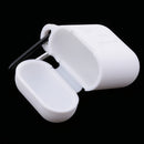 Silicone Wireless Earphone Case Strap Accessories, Silicone Protective Cover + Key Ring Clasp Set for Apple Airpods White