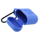 Silicone Wireless Earphone Case Strap Accessories, Silicone Protective Cover + Key Ring Clasp Set for Apple Airpods Blue