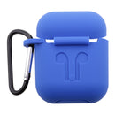 Silicone Wireless Earphone Case Strap Accessories, Silicone Protective Cover + Key Ring Clasp Set for Apple Airpods Blue