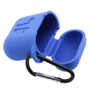 Silicone Wireless Earphone Case Strap Accessories, Silicone Protective Cover + Key Ring Clasp Set for Apple Airpods Blue