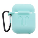 Wireless Earphone Case Accessories, Silicone Protective Cover + Key Ring Clasp Set for Apple Airpods Teal