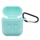Wireless Earphone Case Accessories, Silicone Protective Cover + Key Ring Clasp Set for Apple Airpods Teal